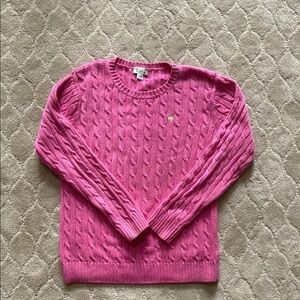 Lilly Pulitzer Pink Crew Neck Cable Knit Sweater (Large)